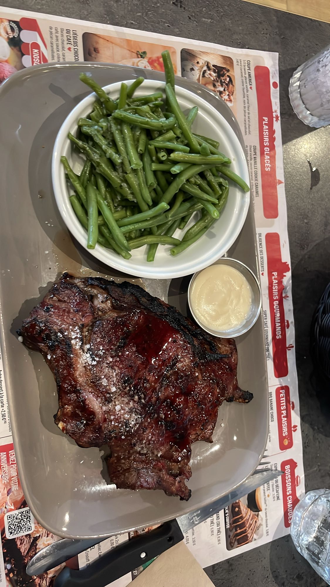 Steak et haricots verts