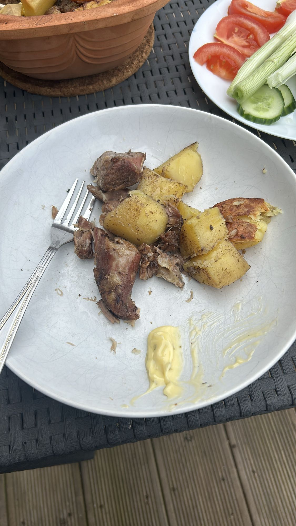 Roast meat and potatoes