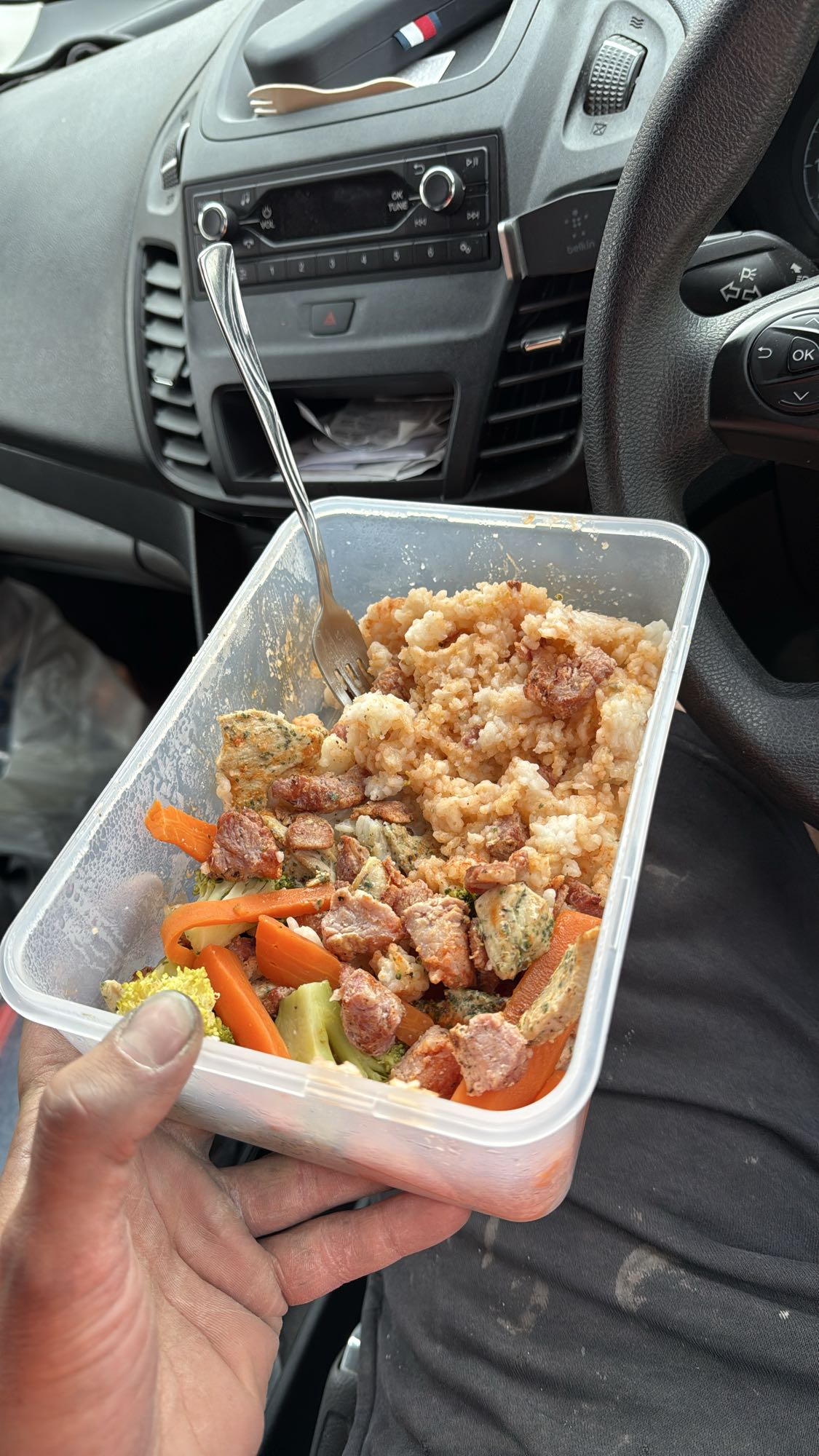 Chicken rice with veggies and bacon