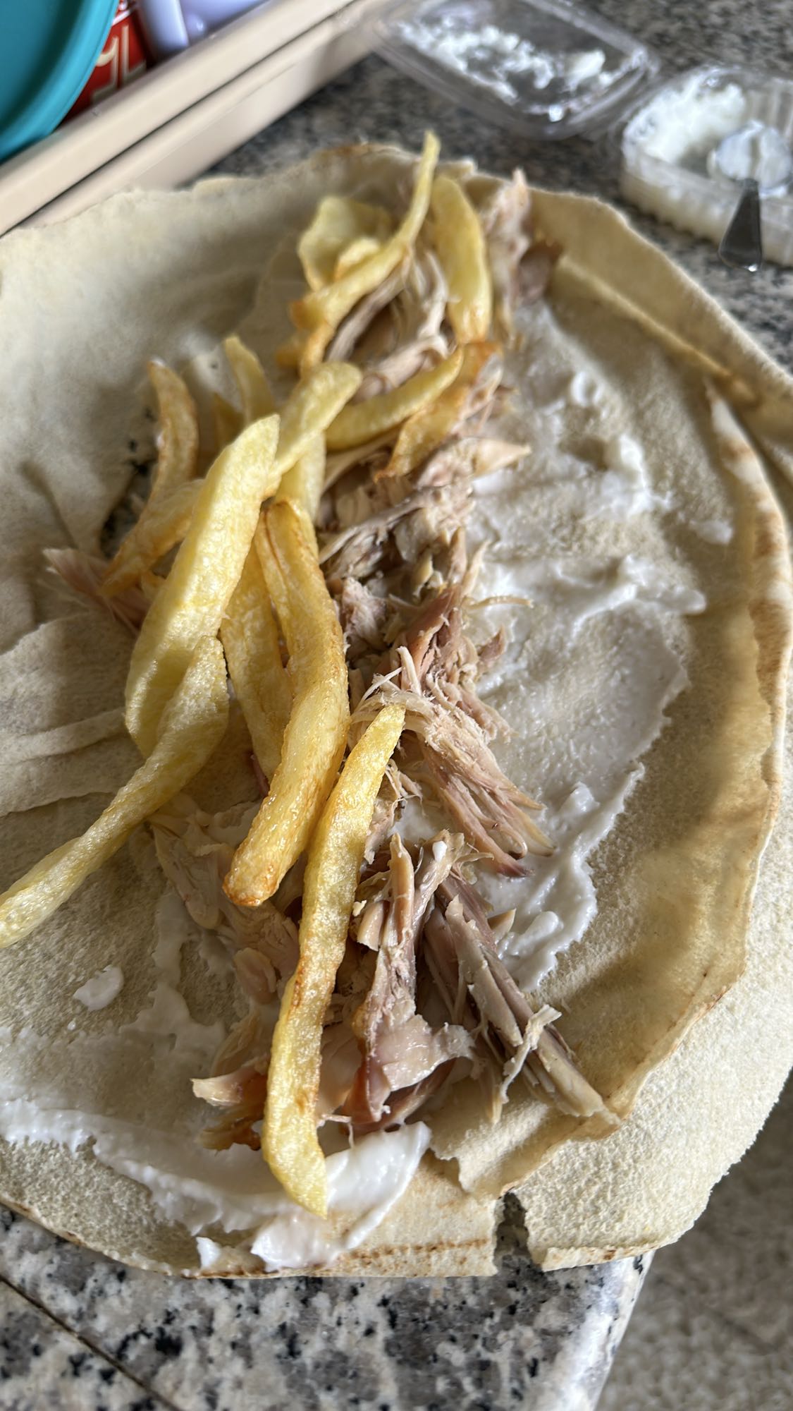 Chicken wrap with fries
