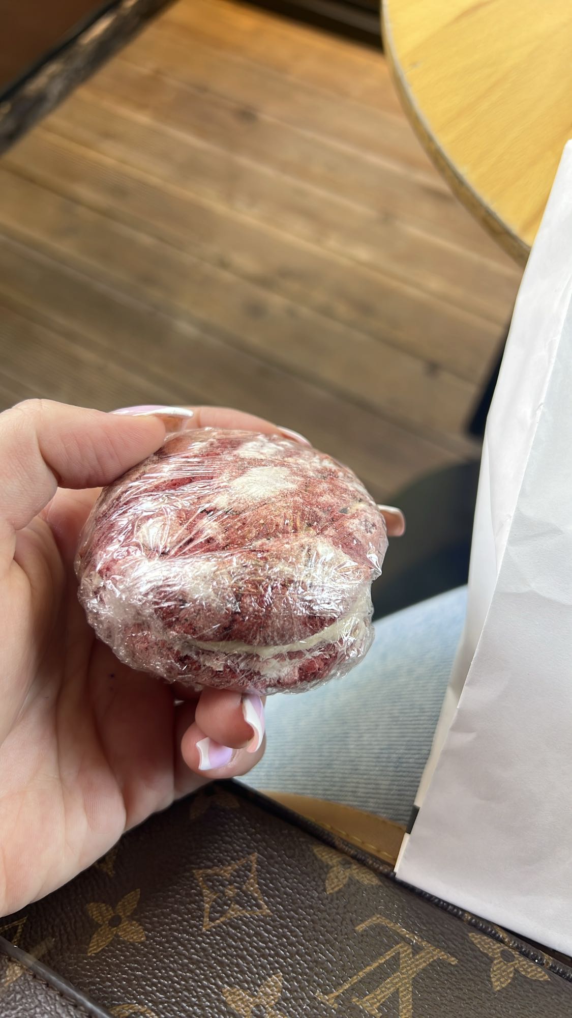 Red velvet cookie sandwich