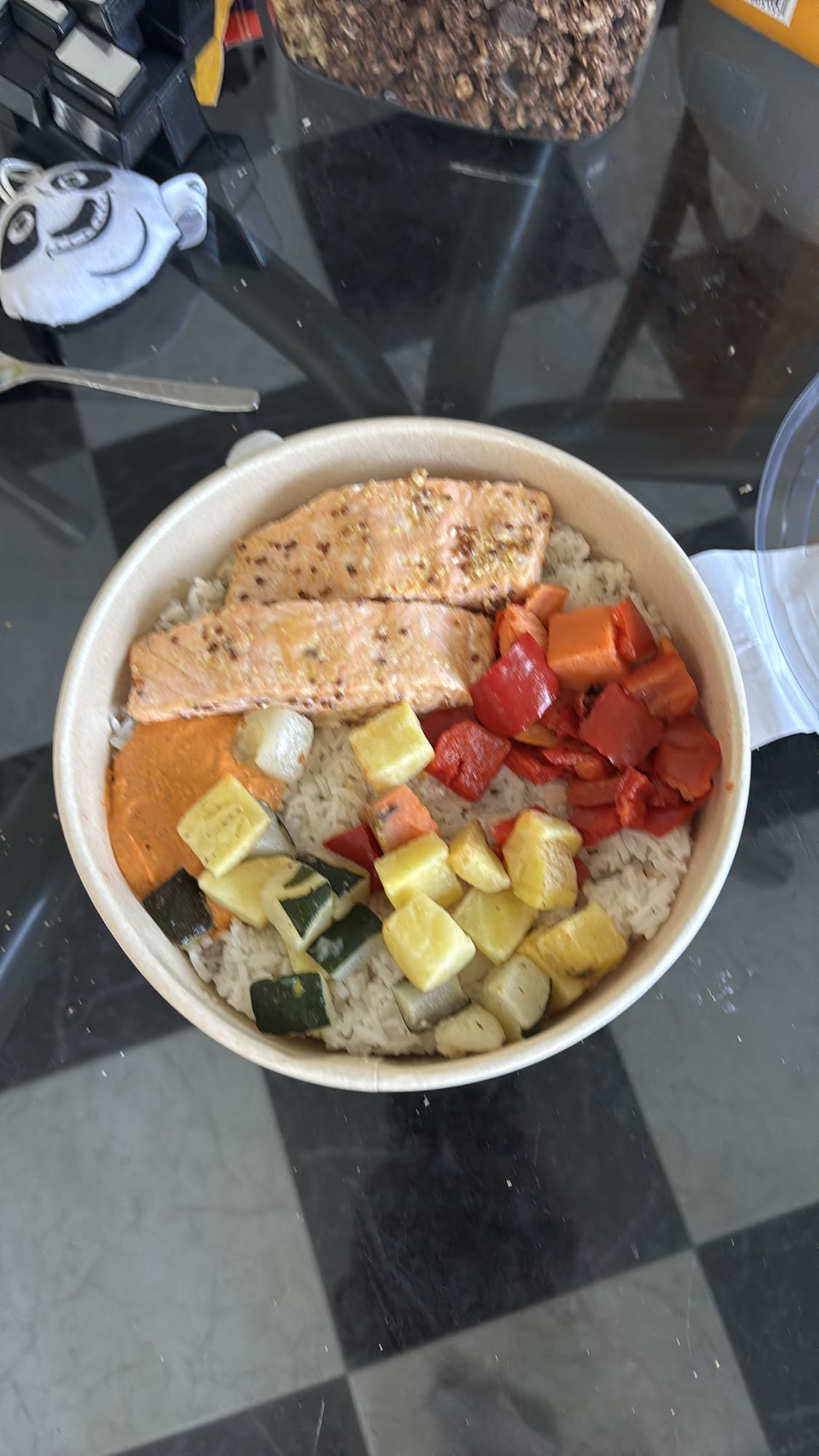 Salmon Veggie Rice Bowl