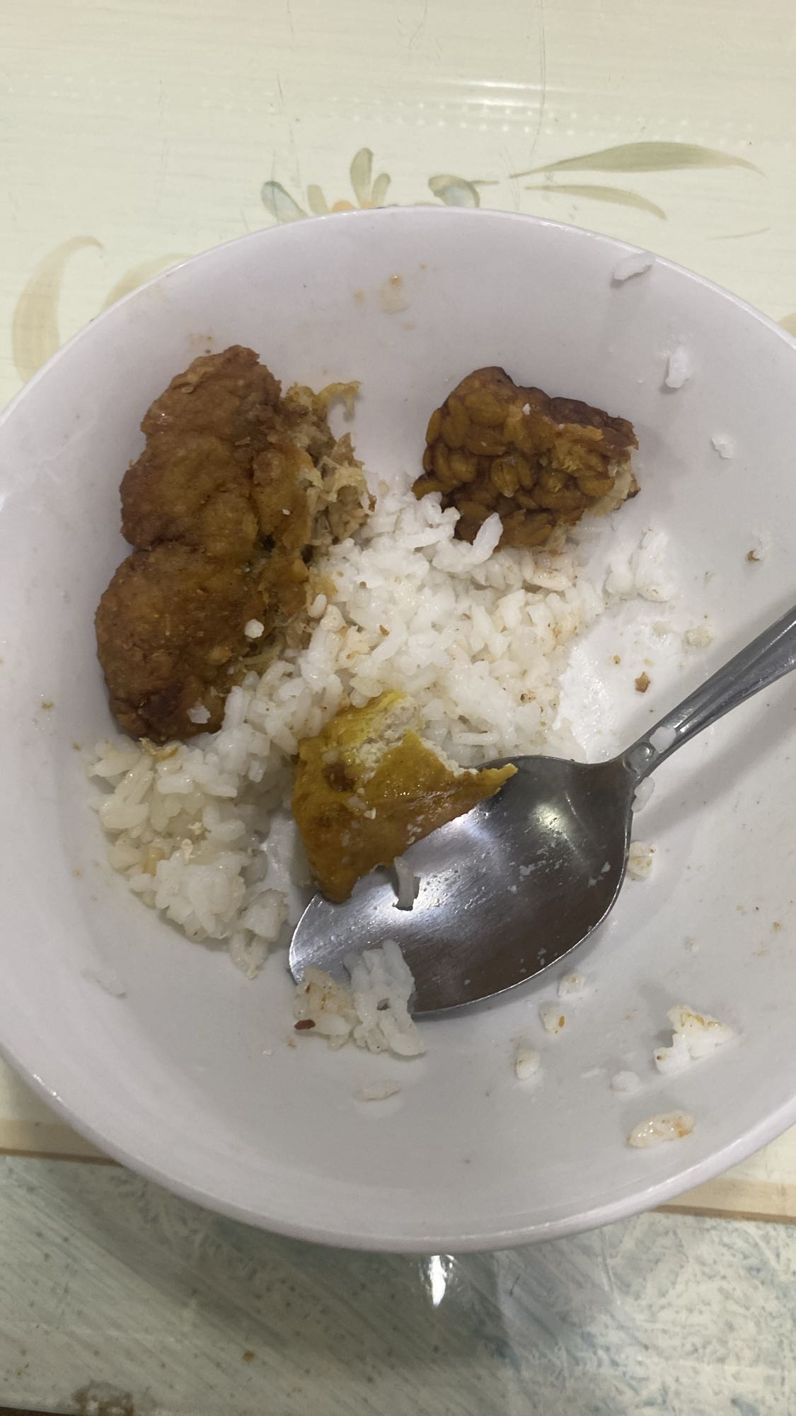 Rice with fried sides