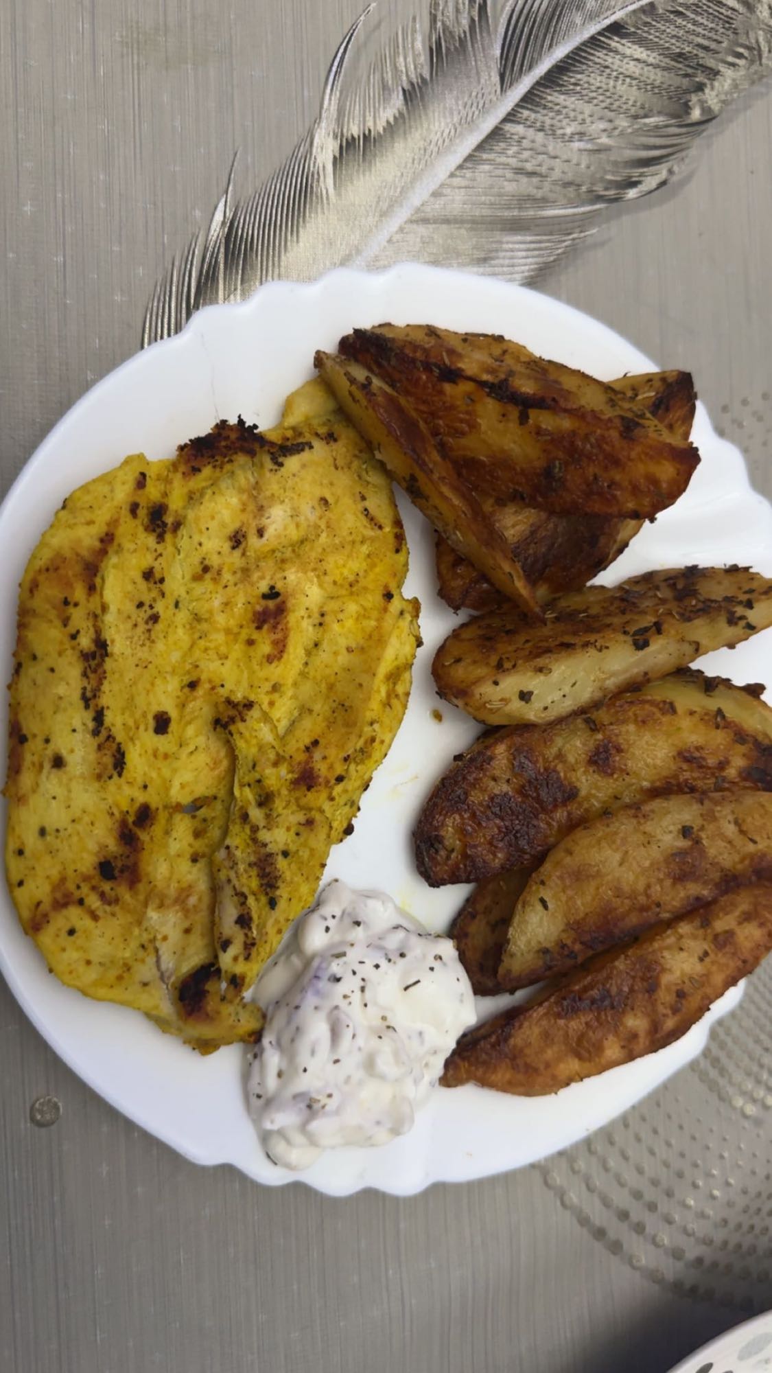 Poulet et pommes rôties