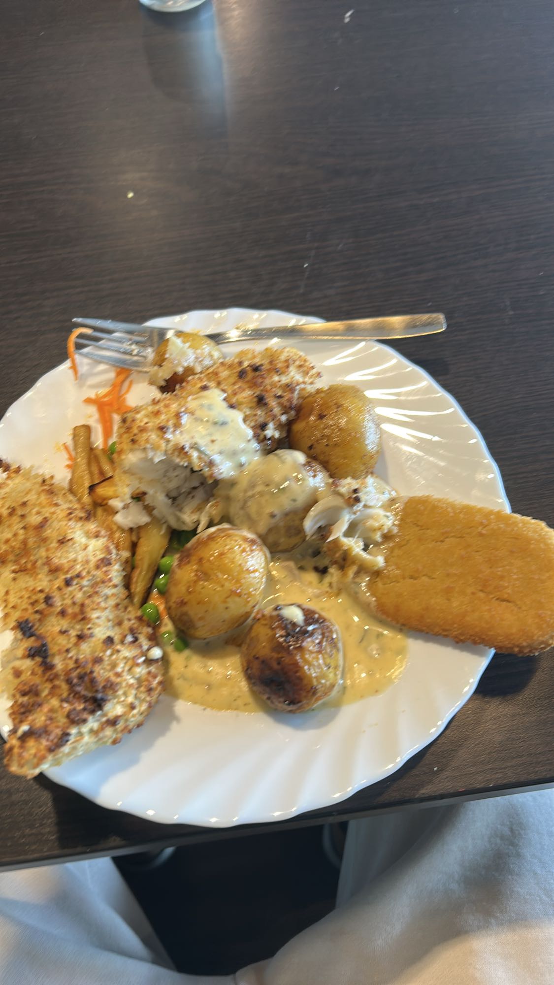 Panerad fisk med potatis