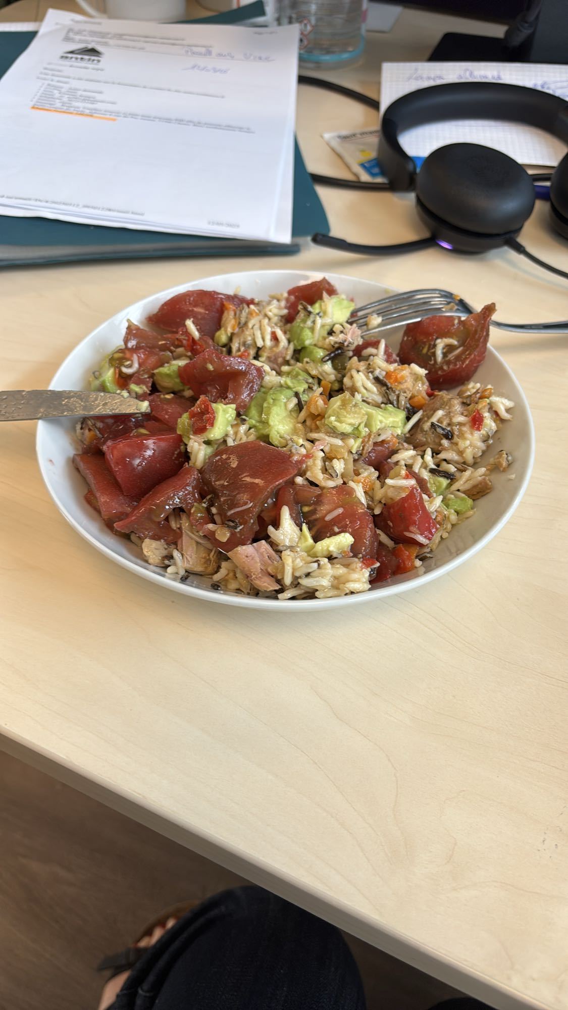 Salade riz thon avocat