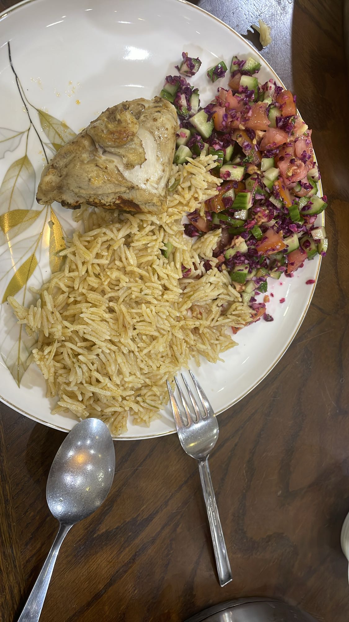 Chicken rice with salad