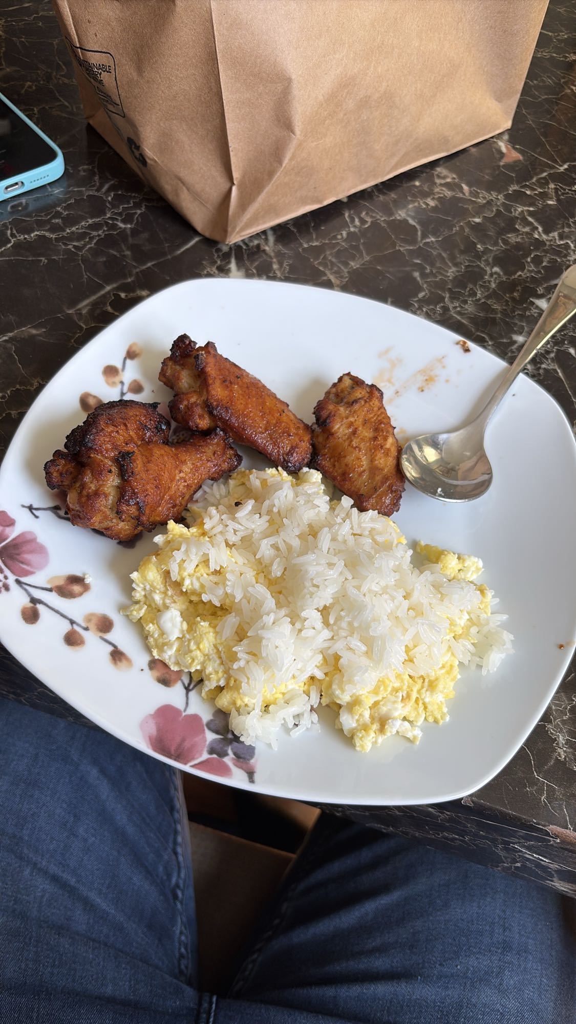 Chicken rice and eggs