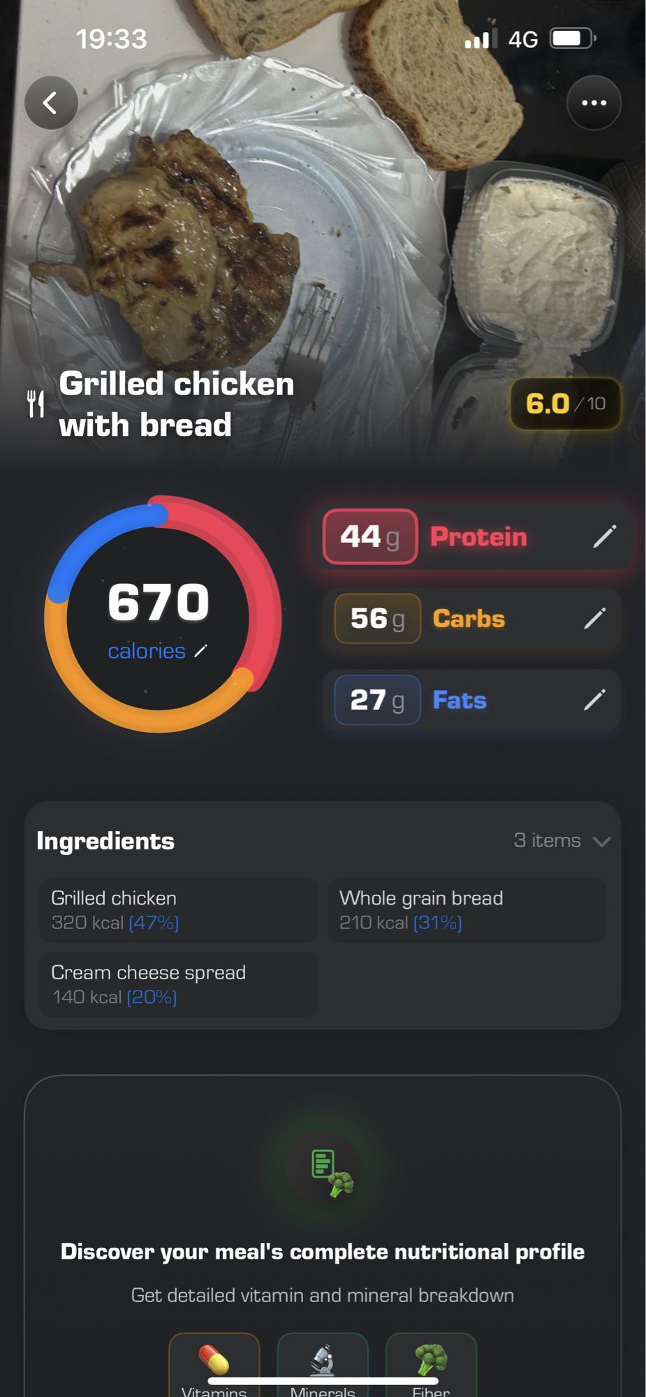 Grilled chicken with bread