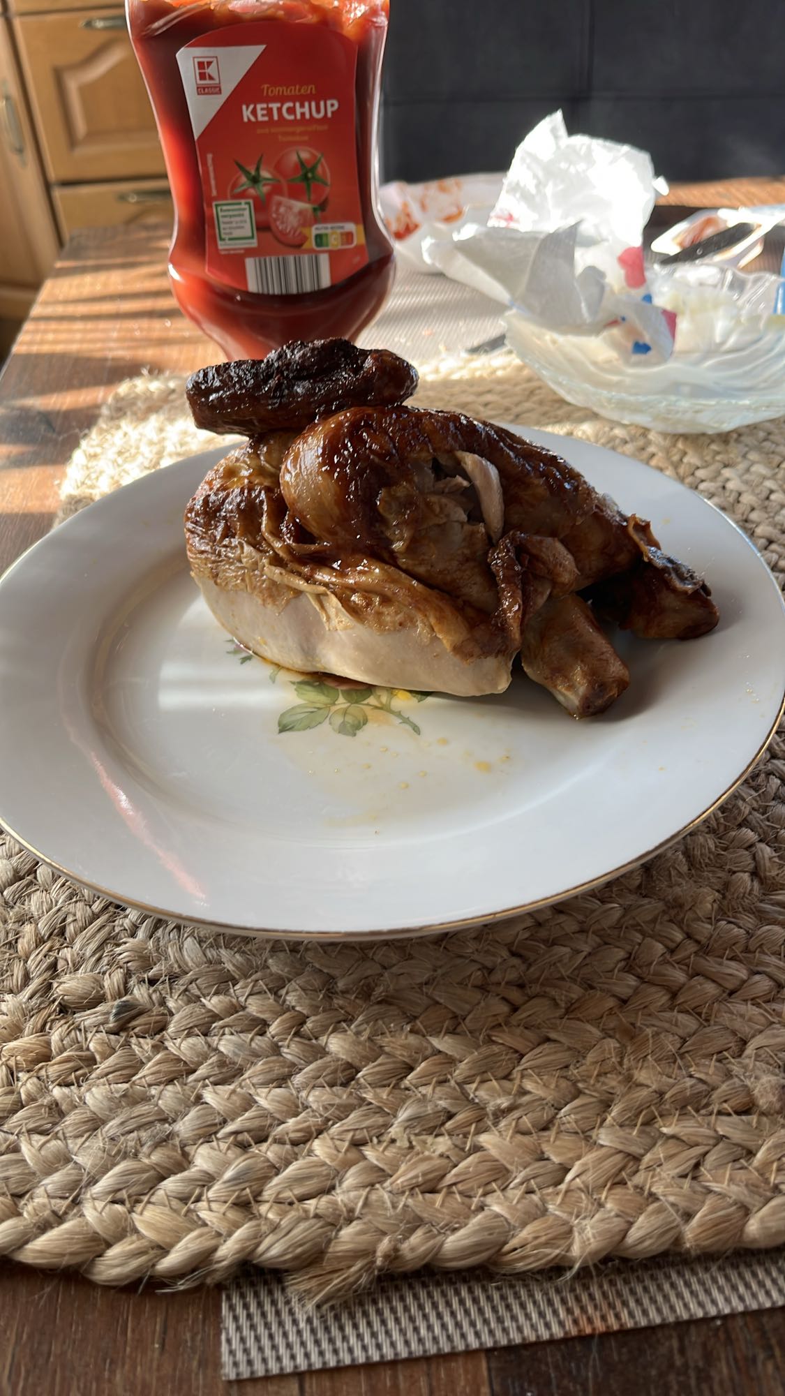 Brathähnchen mit Ketchup