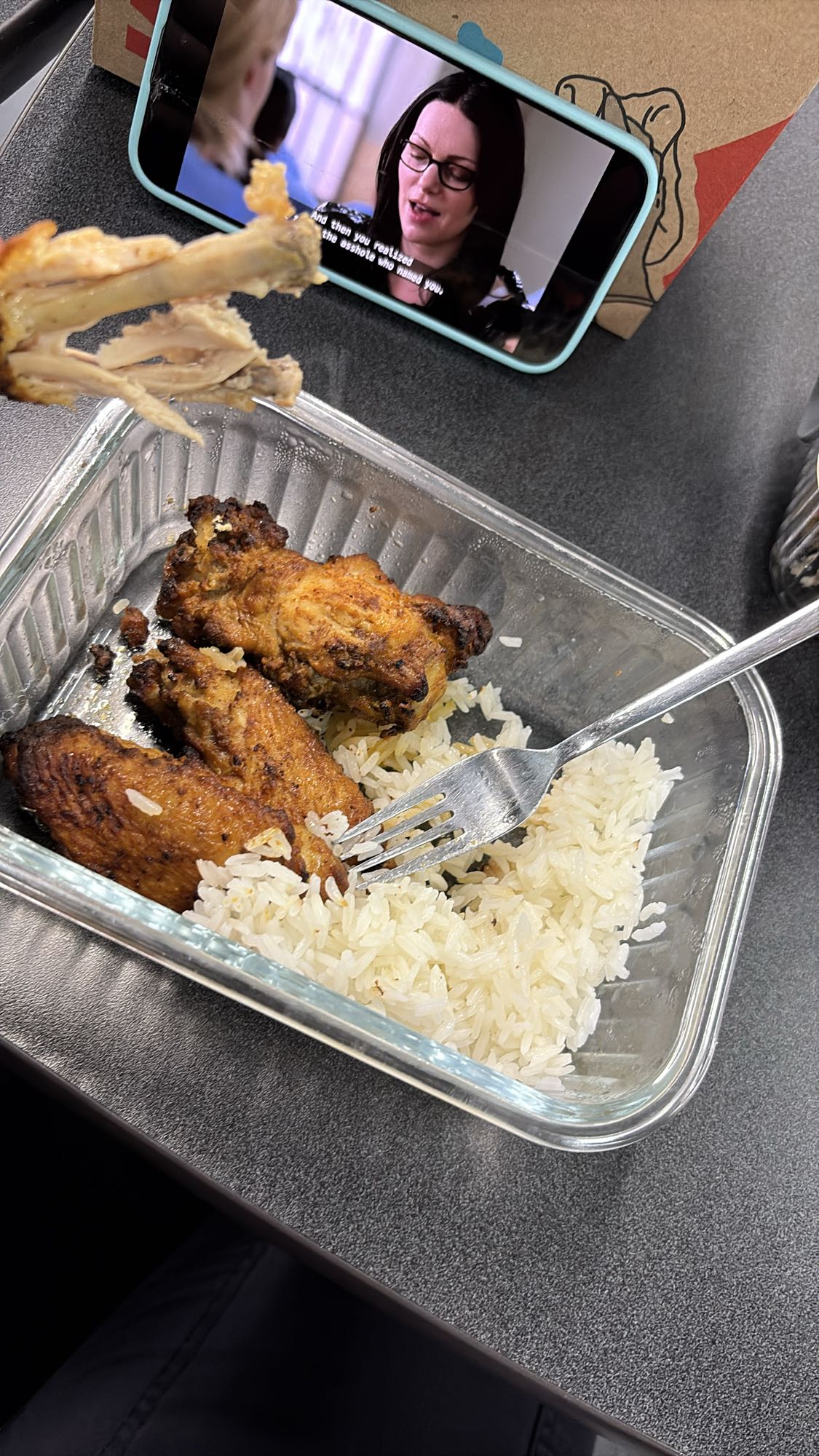 Chicken wings with rice