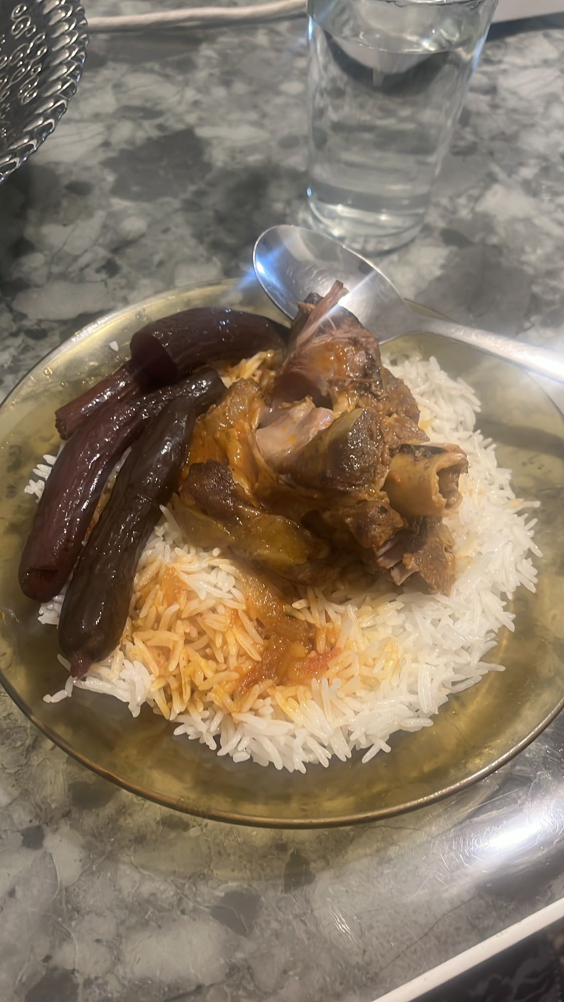 Ris med lamm och aubergine