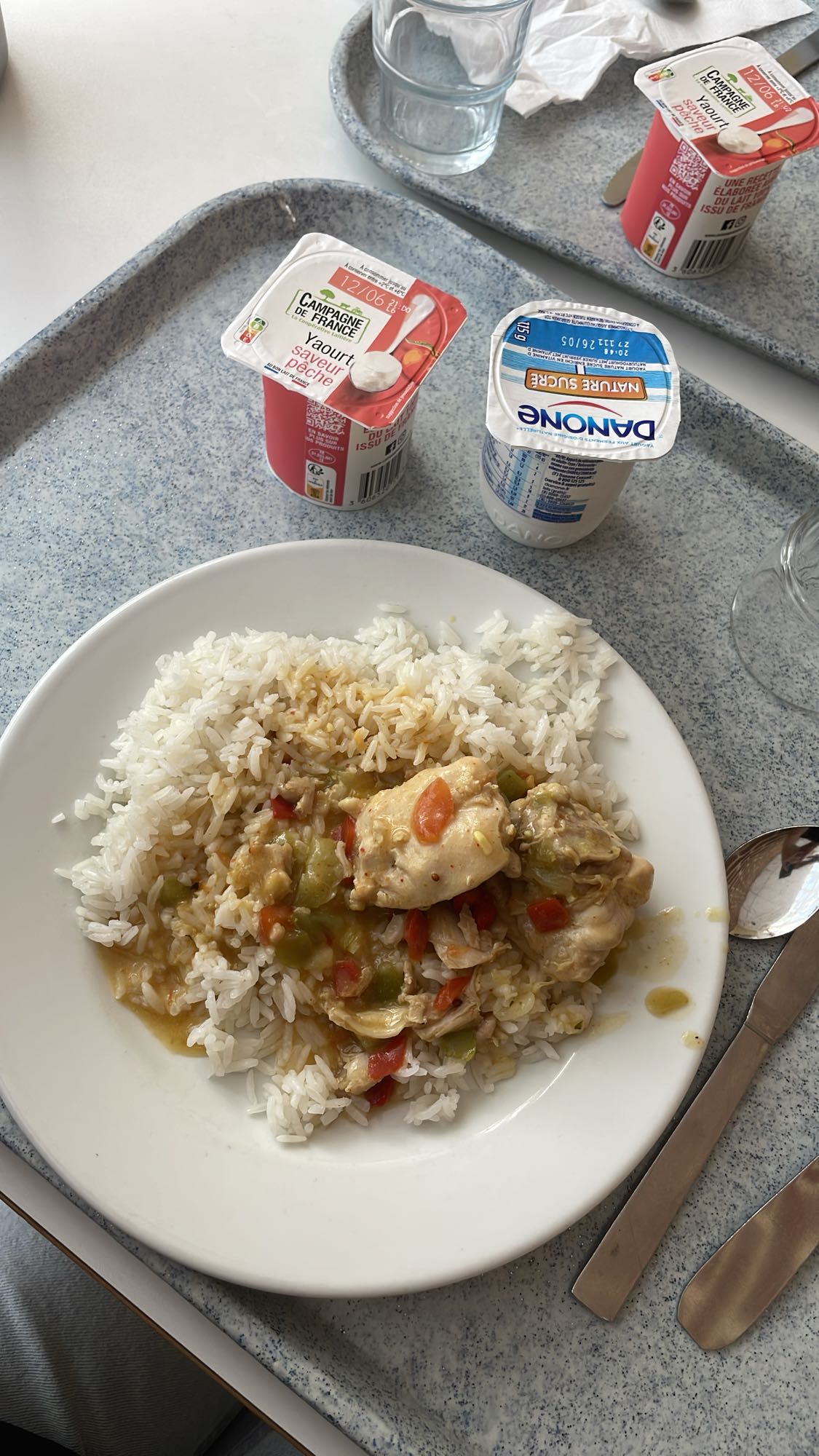 Poulet riz et yaourts