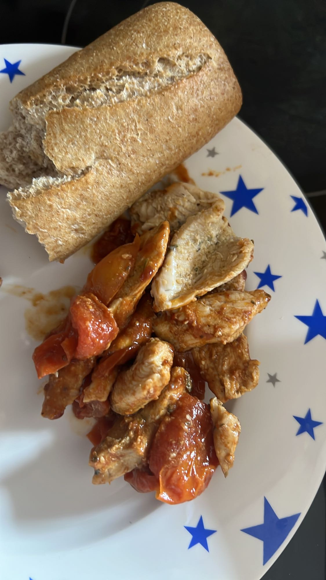 Pollo con pan integral