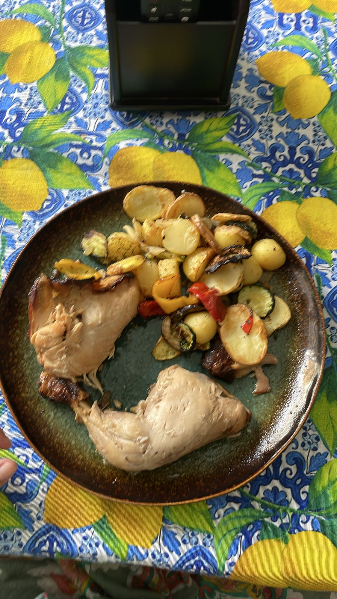 Pollo con vegetales asados