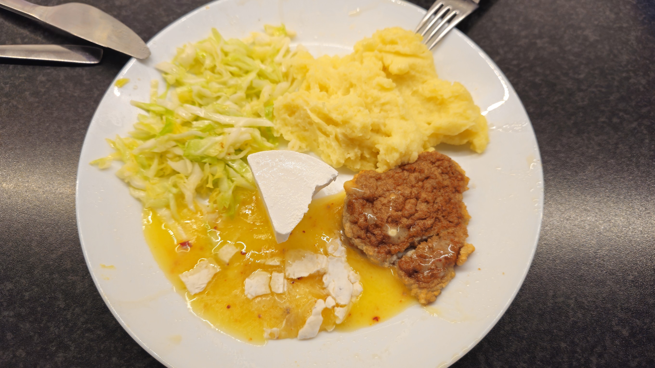 Chicken with feta and mash