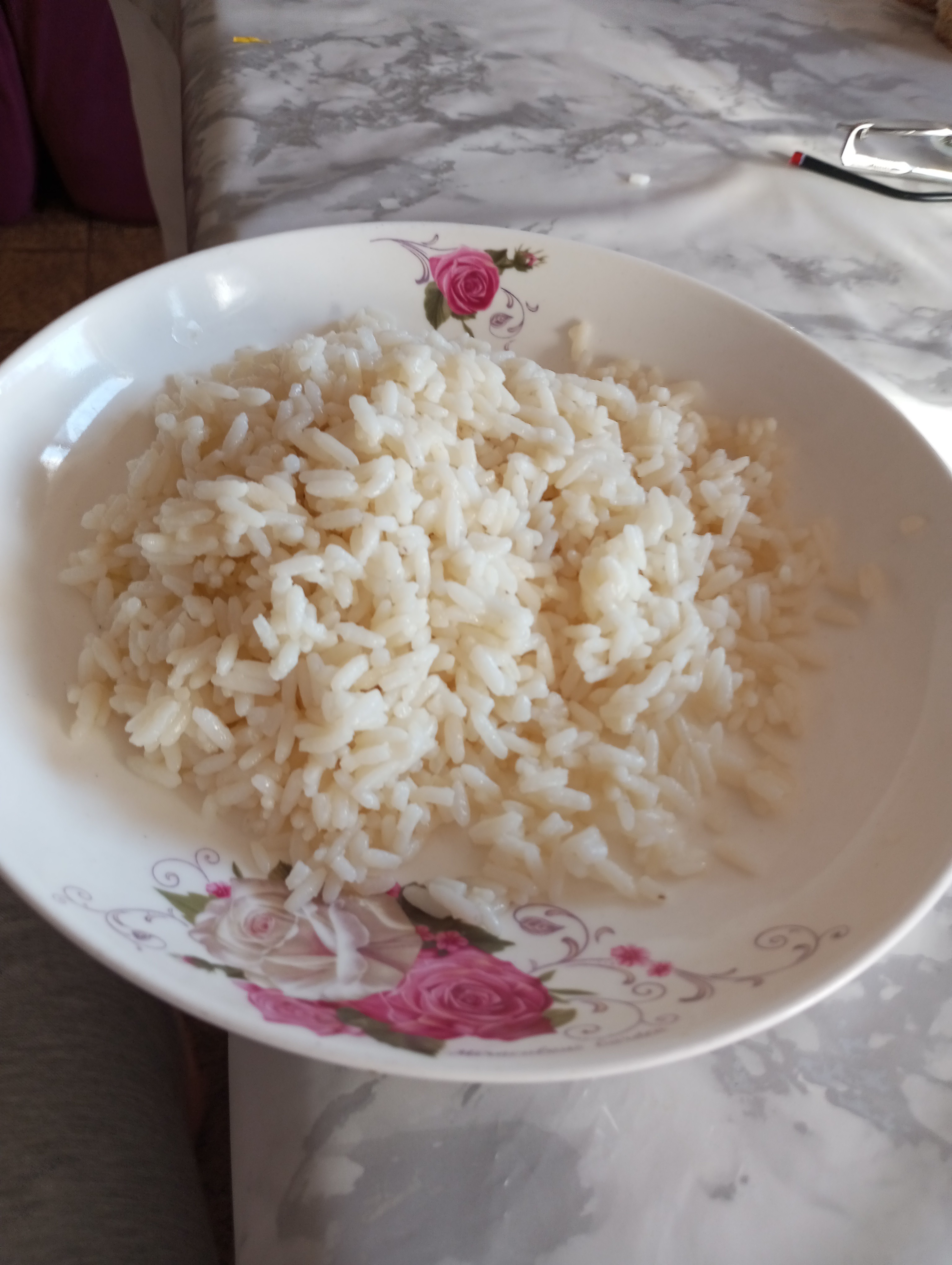 Plain White Rice with Bread