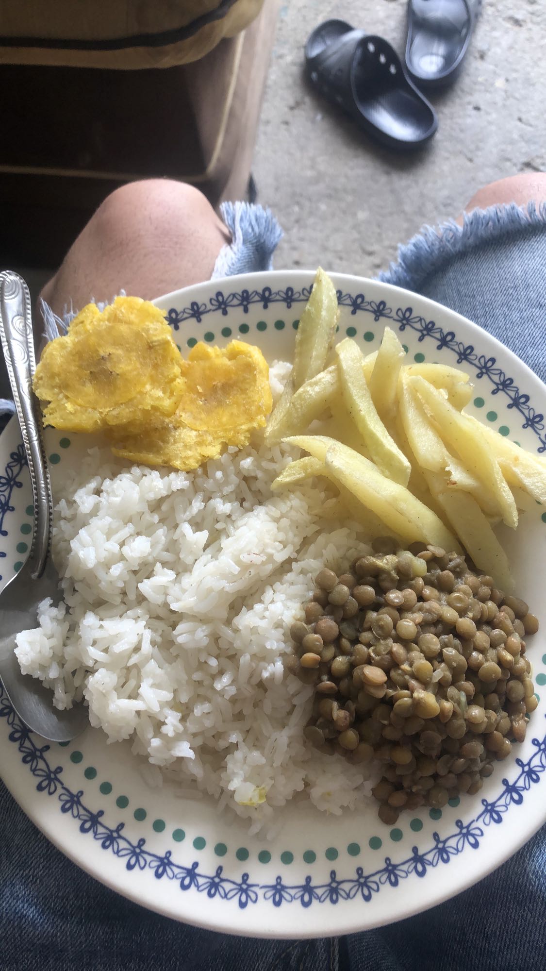 Arroz con lentejas y papas