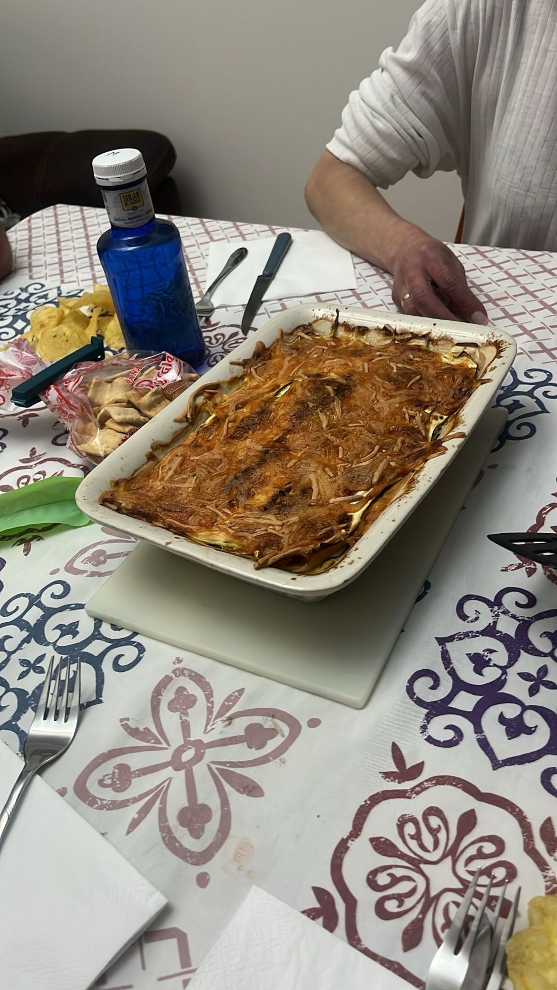 Lasaña de calabacín con jamón cocido y queso semilla