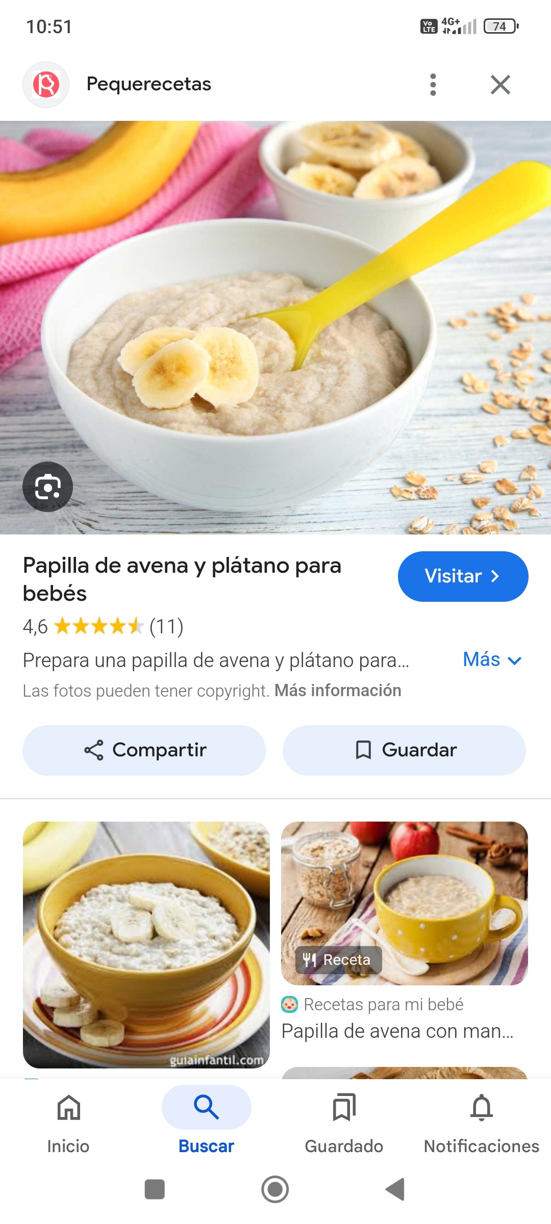 Papilla avena y plátano