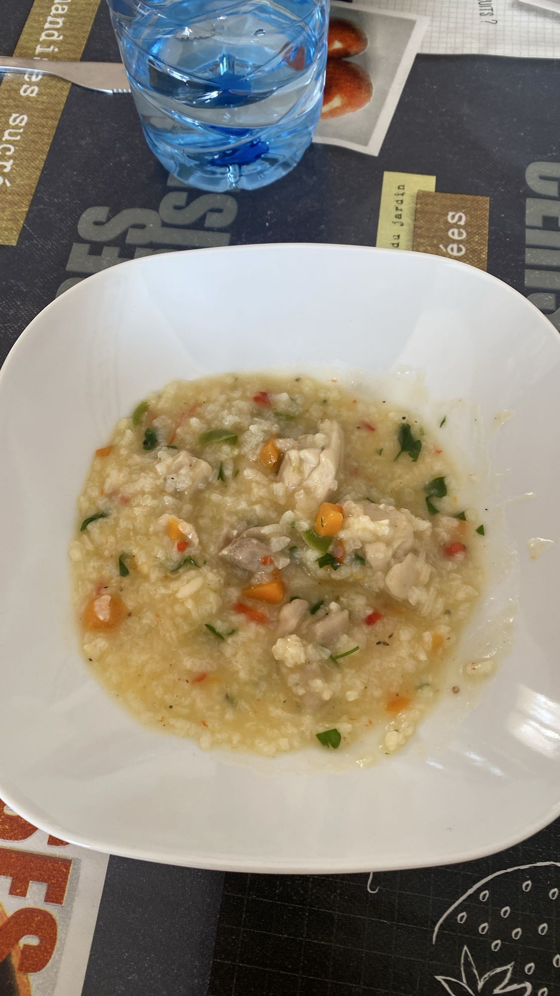 Sopa de arroz con pollo
