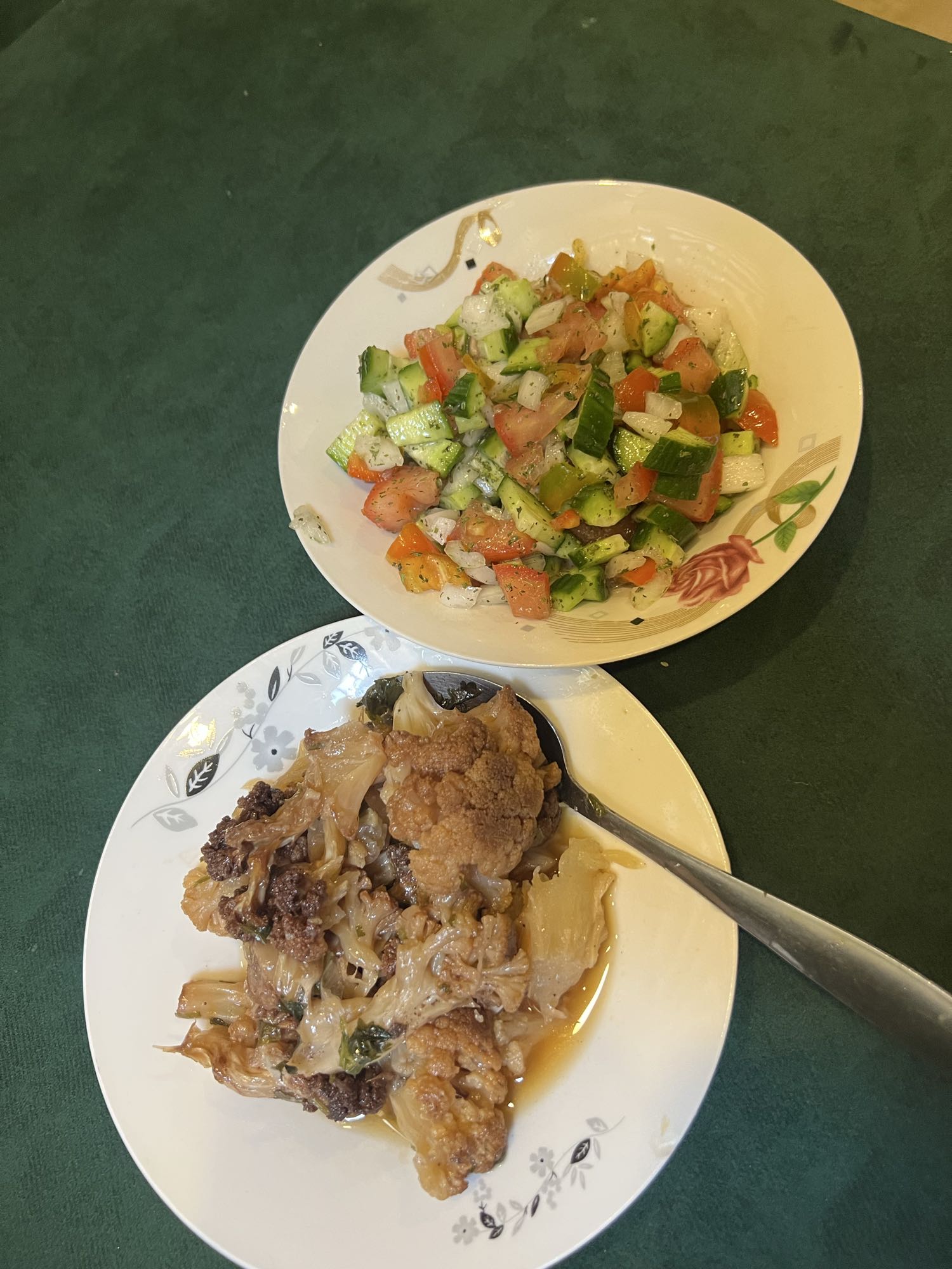 Cauliflower and salad plate