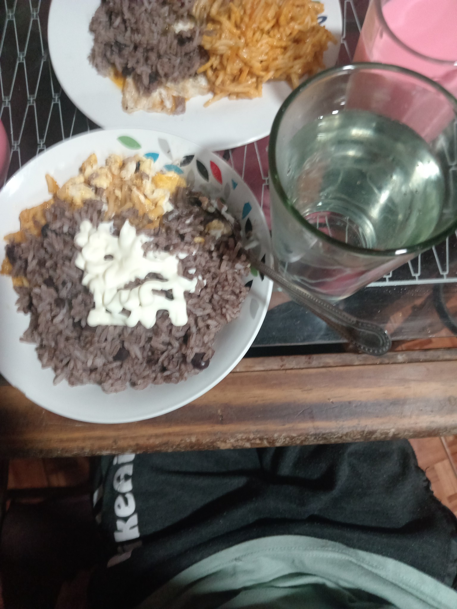 Arroz, frijoles y huevo