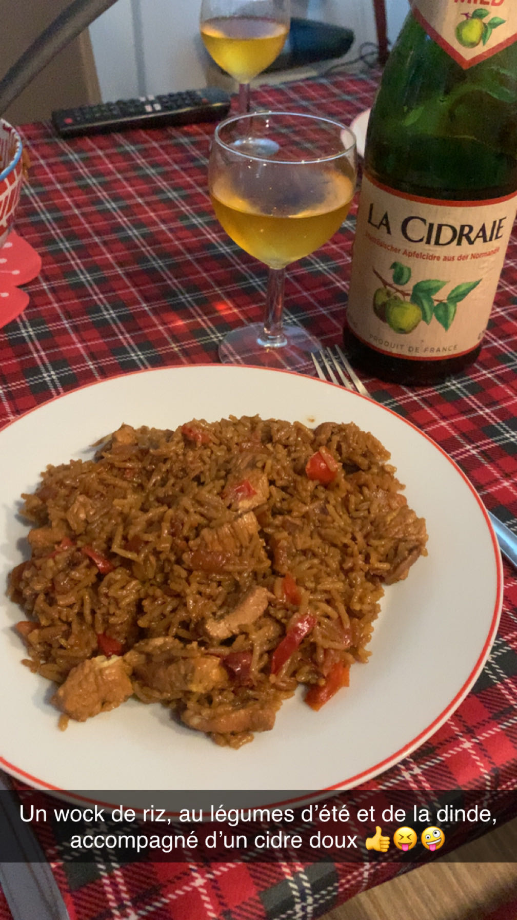 Wok riz dinde légumes + cidre