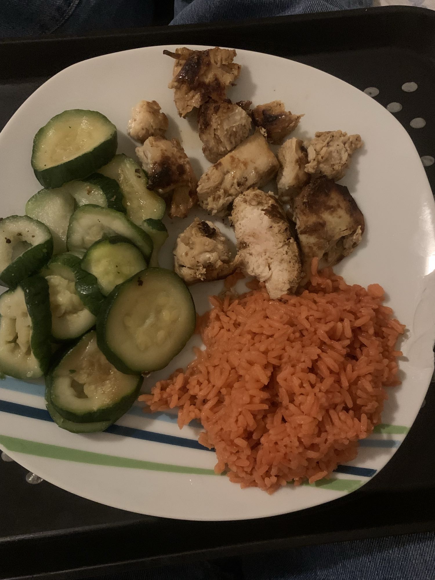 Poulet riz et courgettes