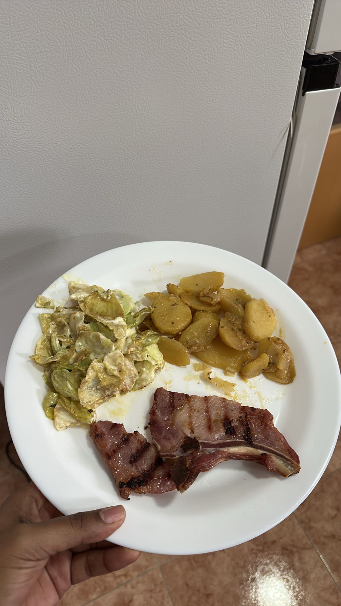 Chuleta con ensalada y papas