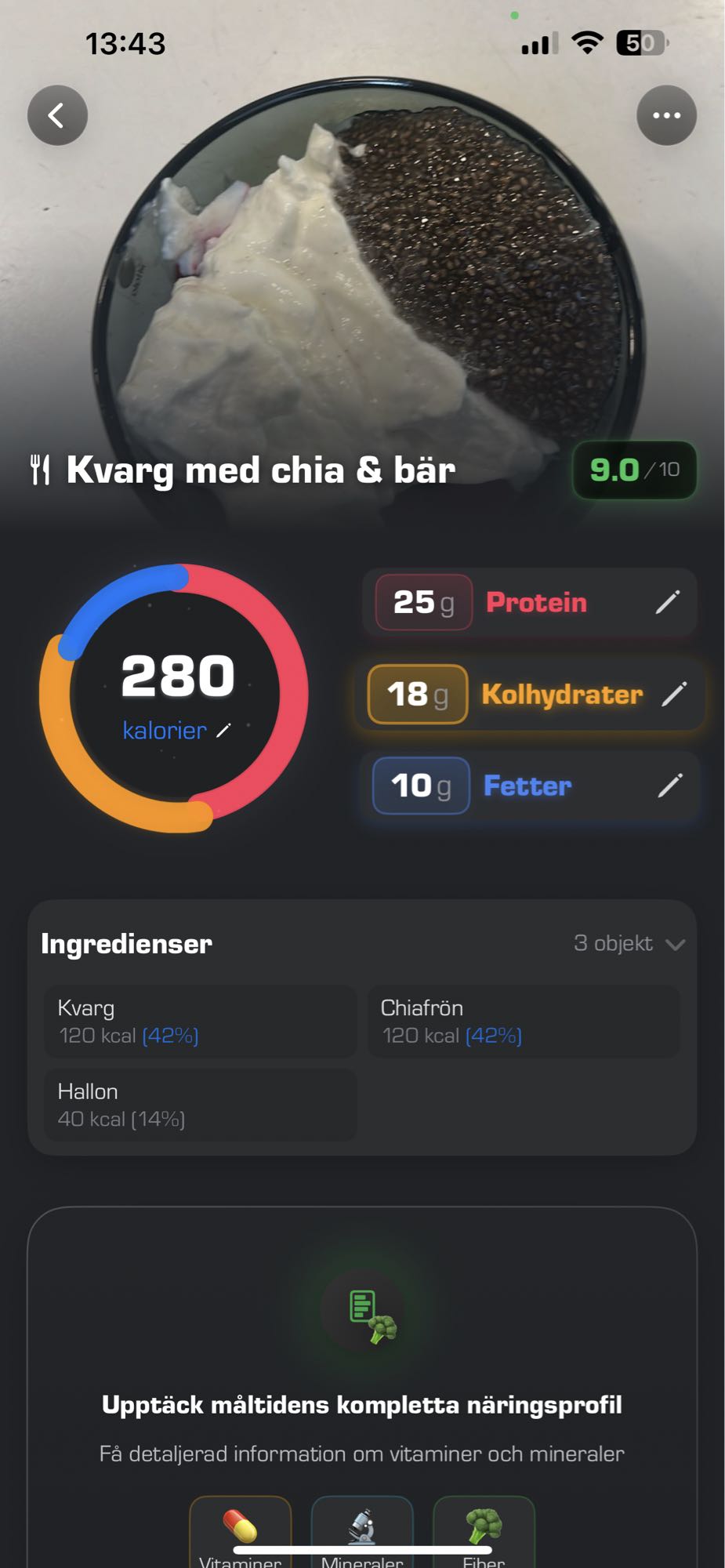 Kvarg med chia & bär