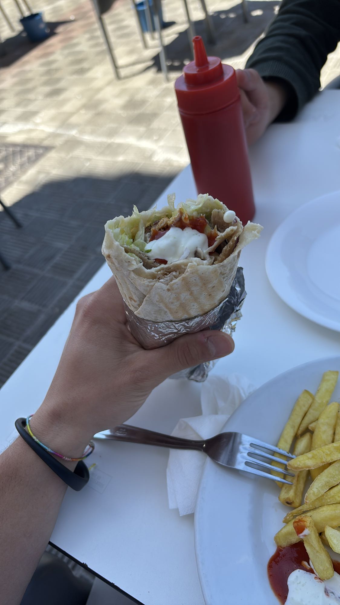 Kebab con papas fritas