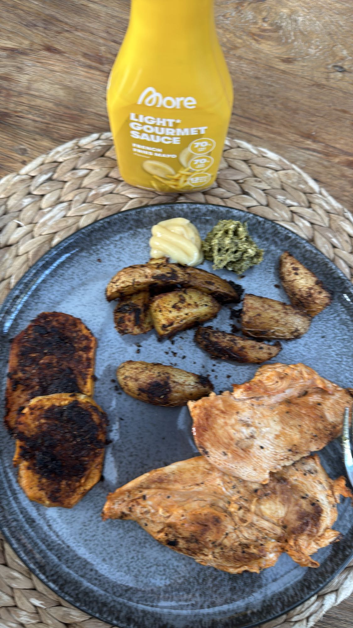 Gegrilltes Hähnchen mit Kartoffeln