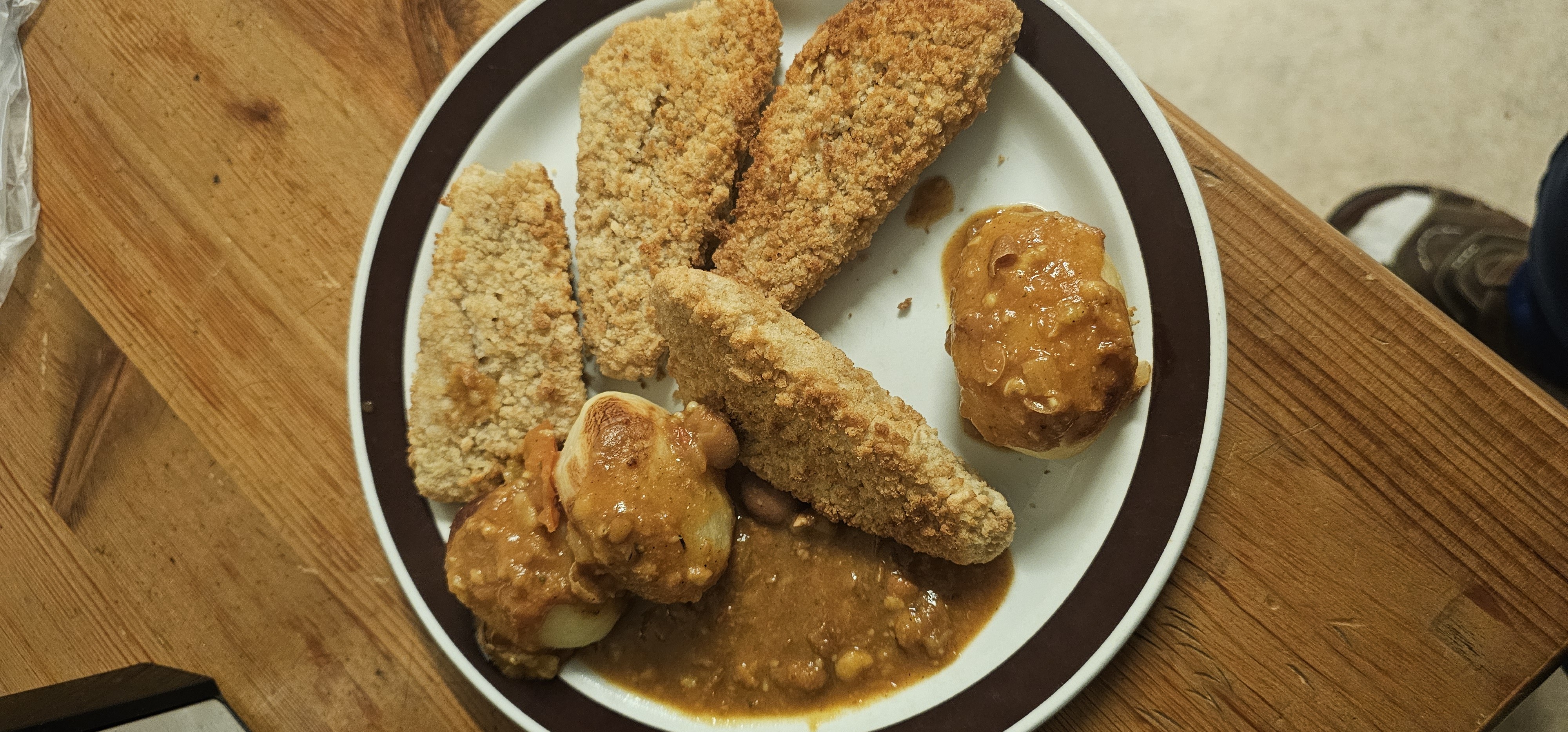 Panerad fisk med potatis