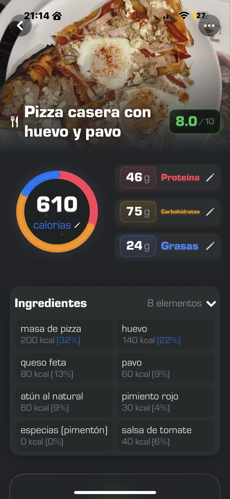 Pizza casera huevo y pavo