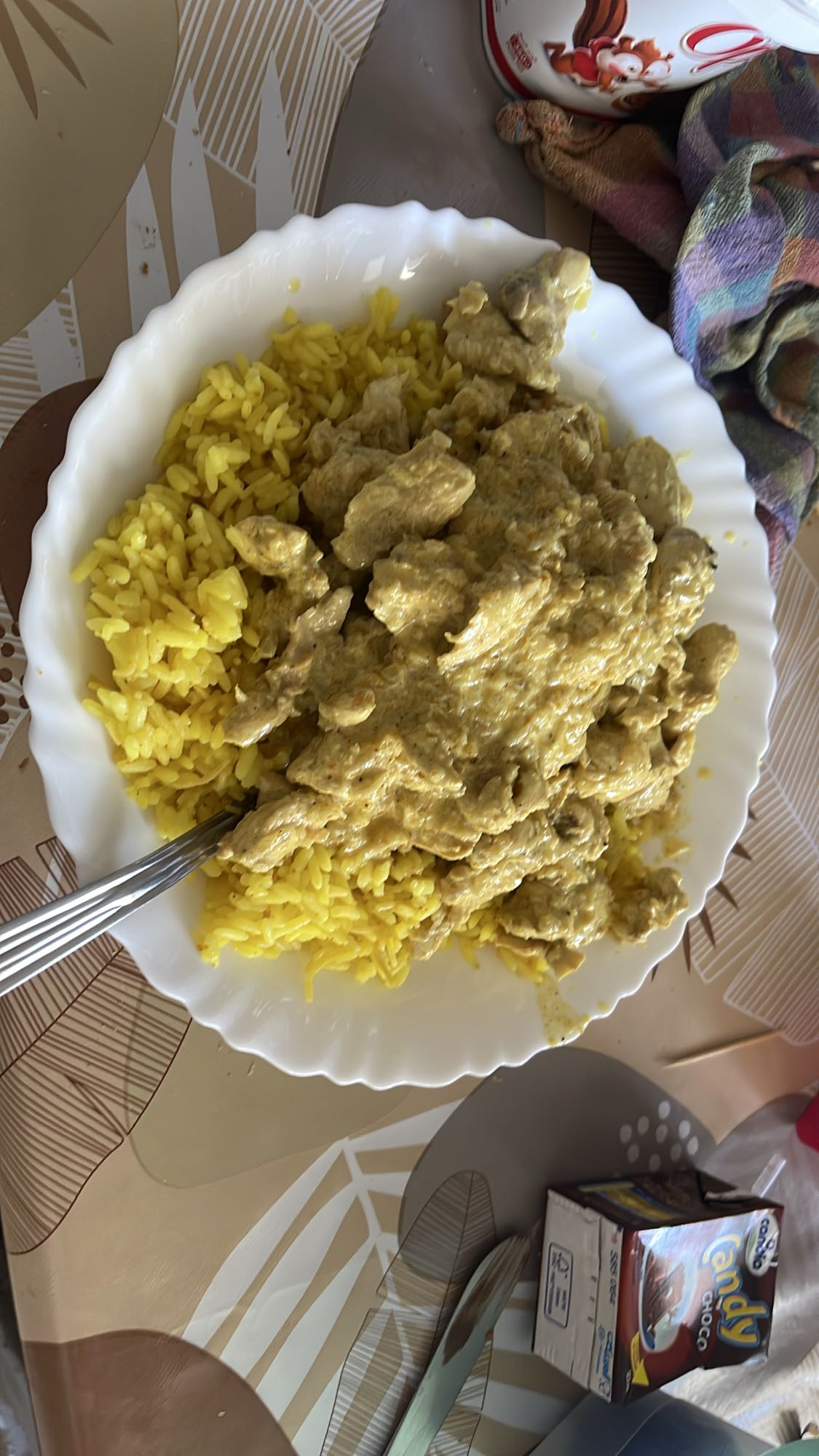 Riz au curry et poulet