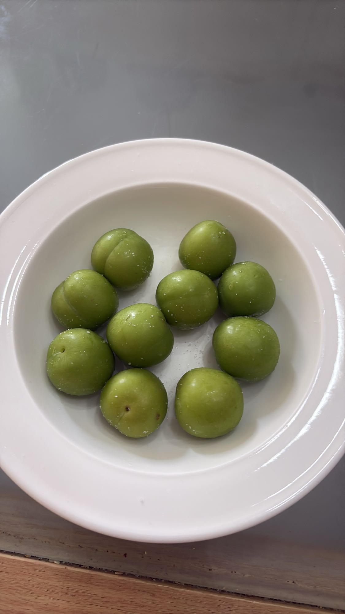 Green plums bowl