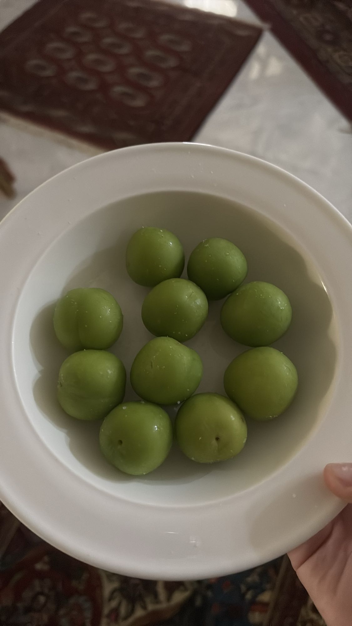 Fresh green plums