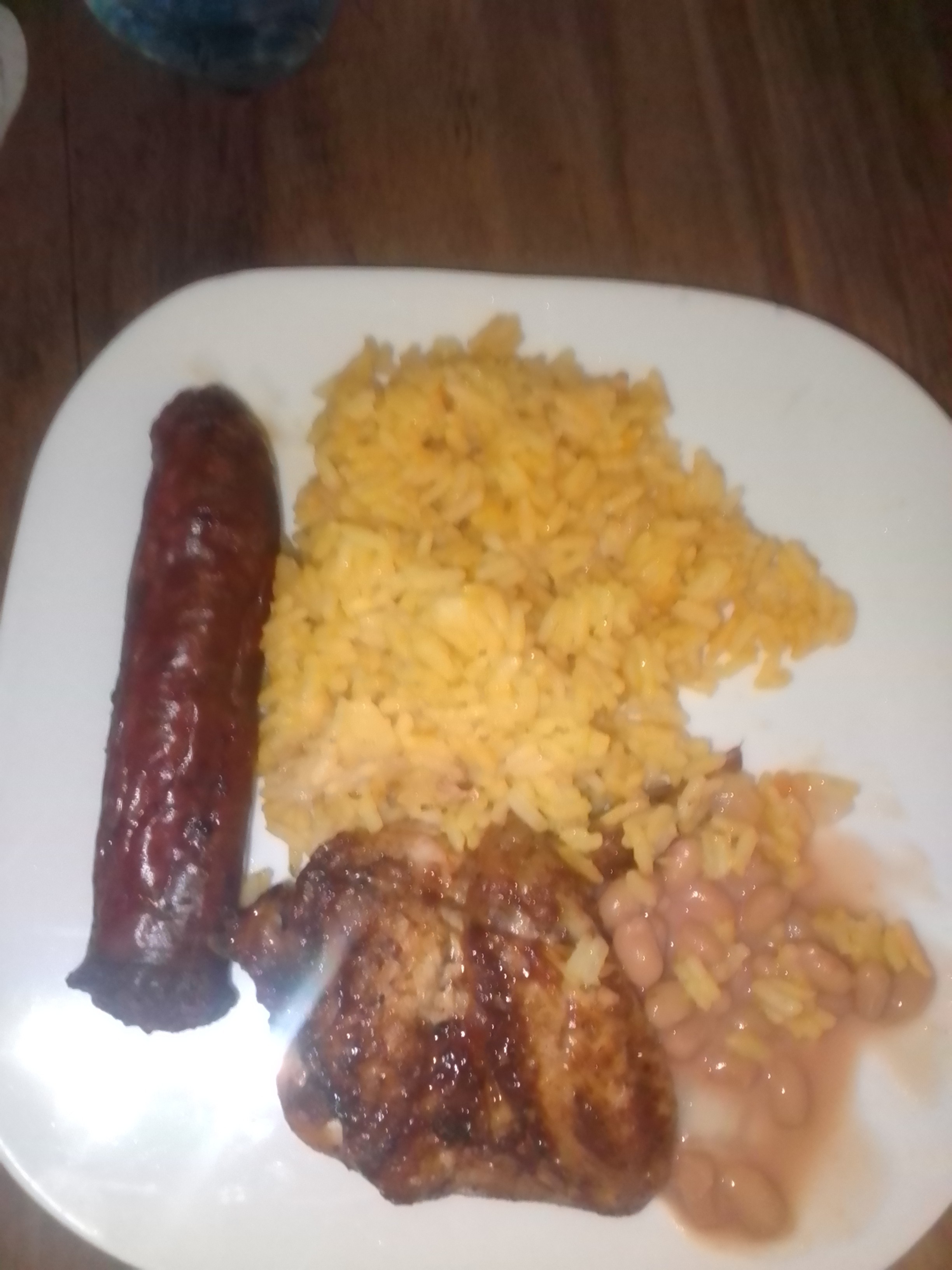 Rice, sausage, chicken, beans