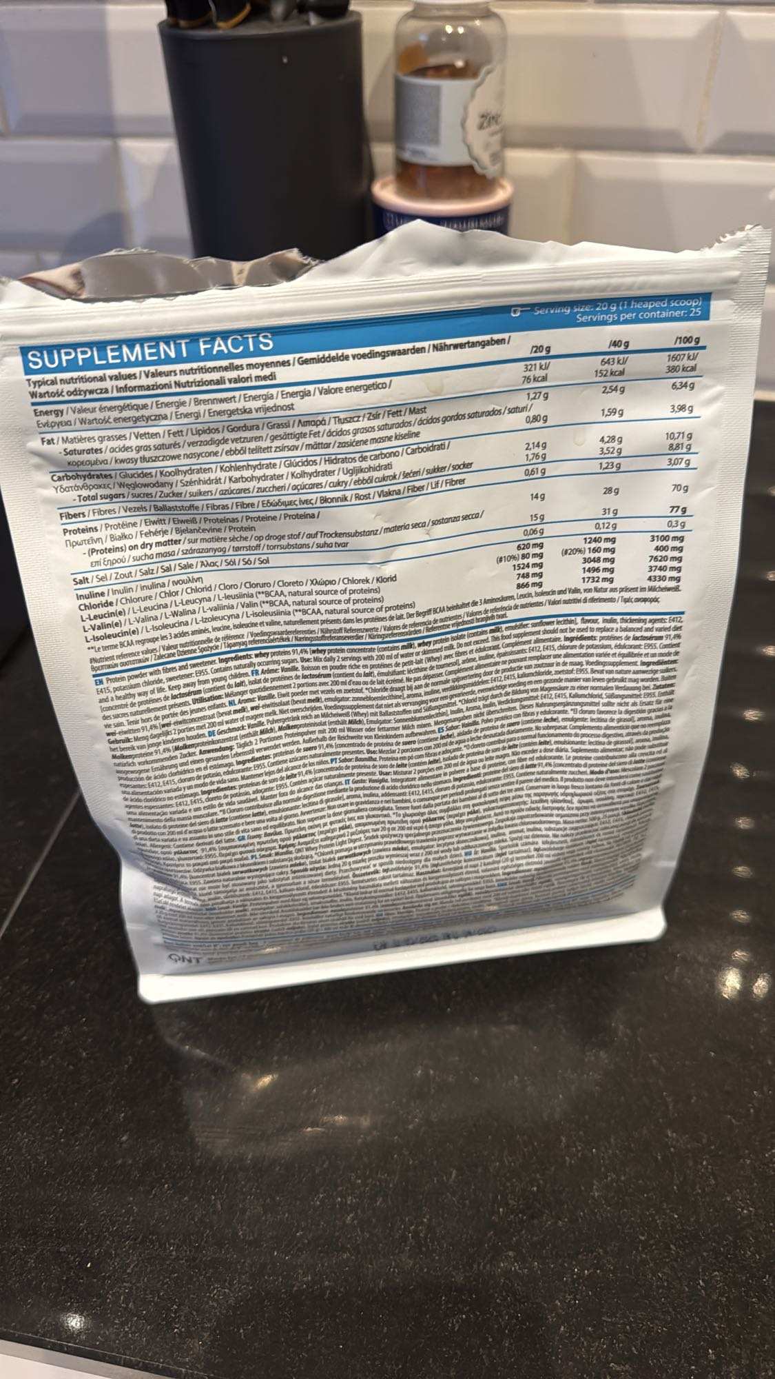 Poudre protéinée avec lait sans lactose