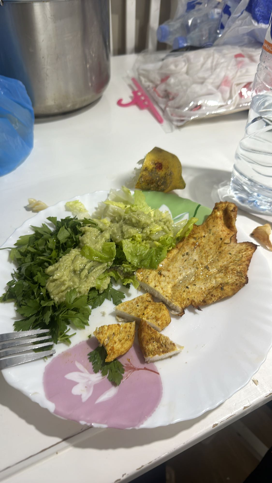 Poulet et salade verte