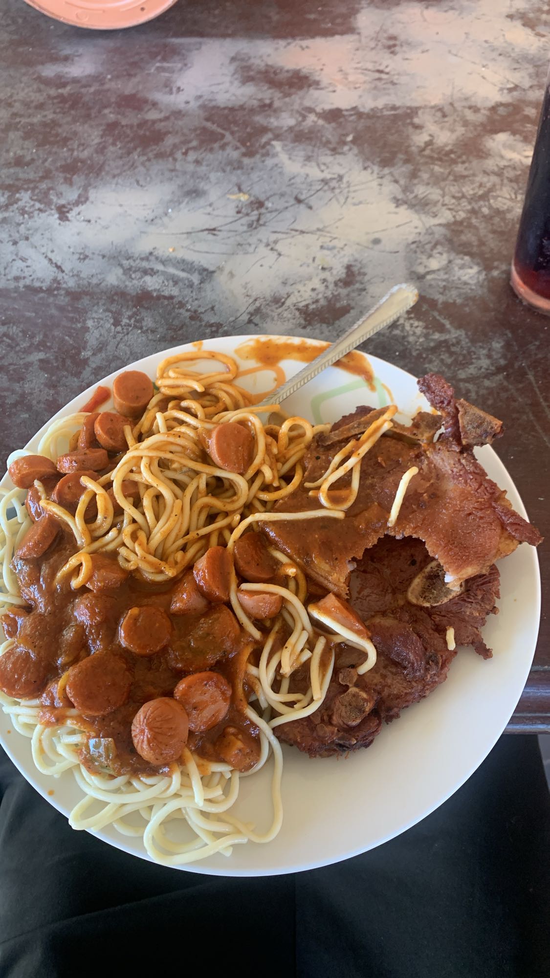 Spaghetti with sausage and beef