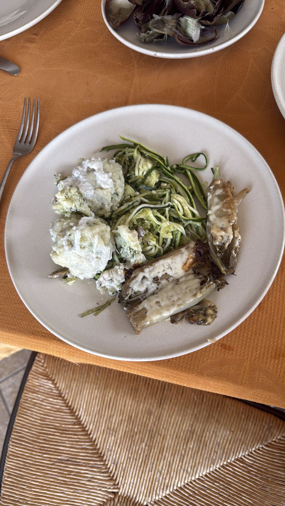 Boulette de poisson courgettes et endive mis braisée