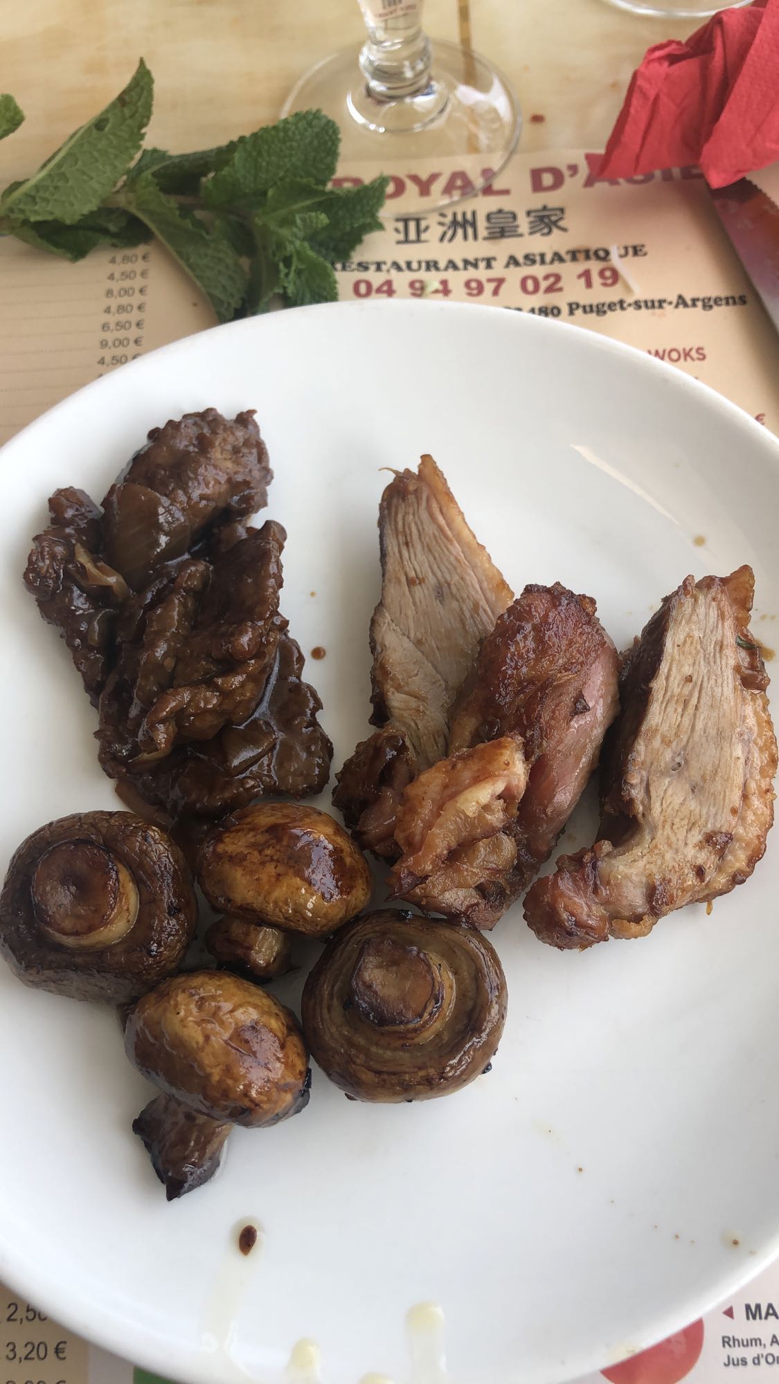 Assiette viande champignons