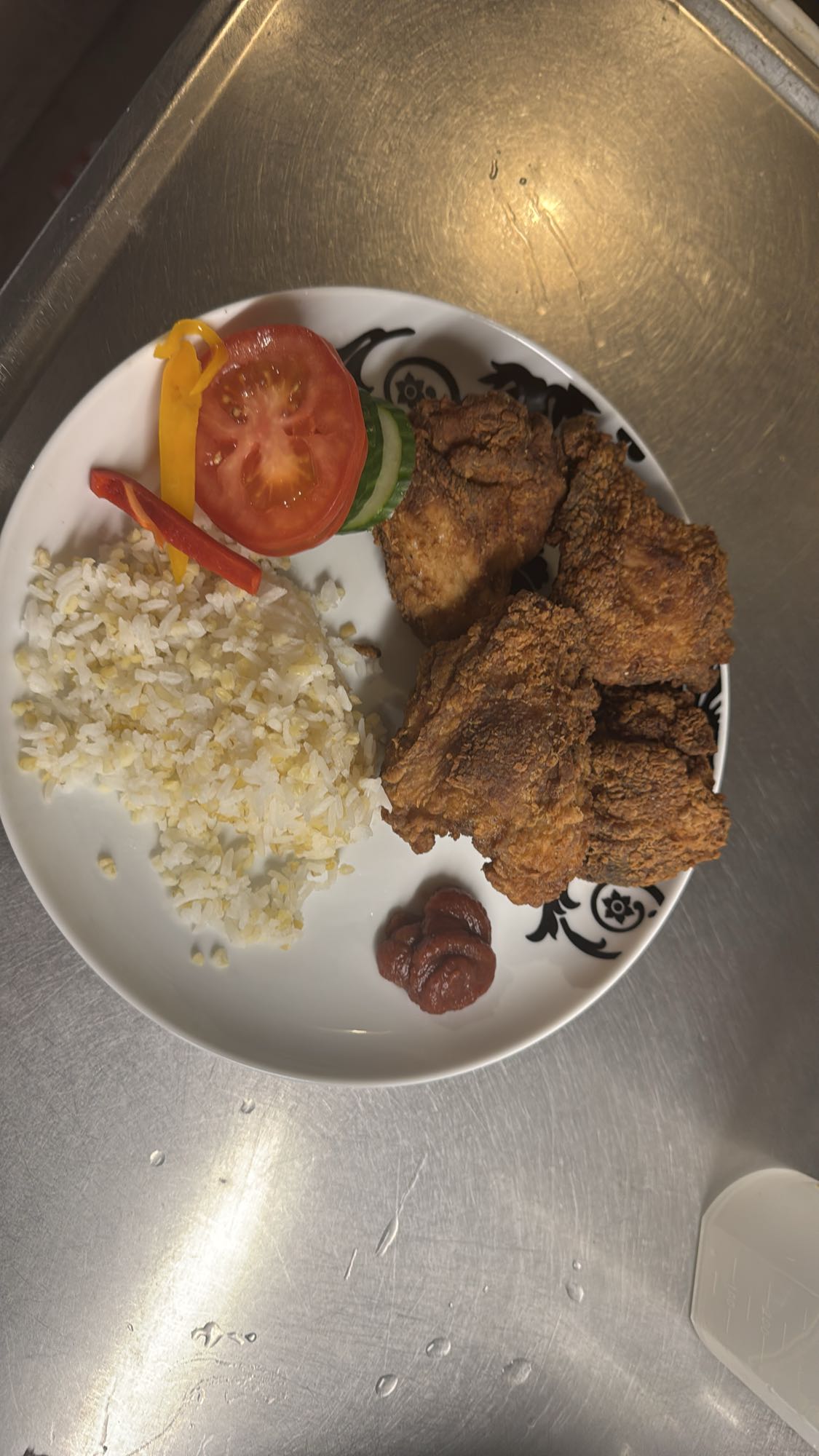 Friterad kyckling med ris