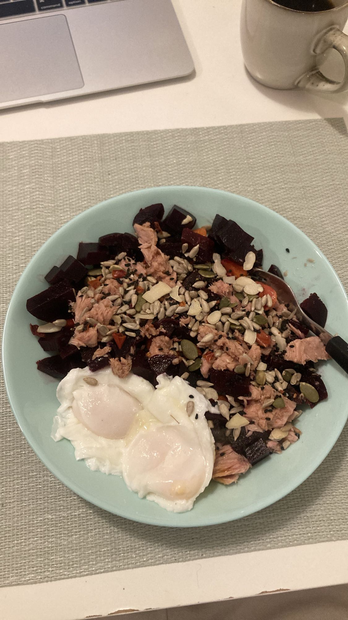 Egg, Tuna, Beet Salad