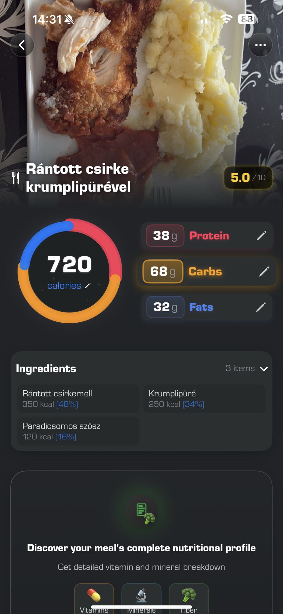 Rántott csirke krumplipürével