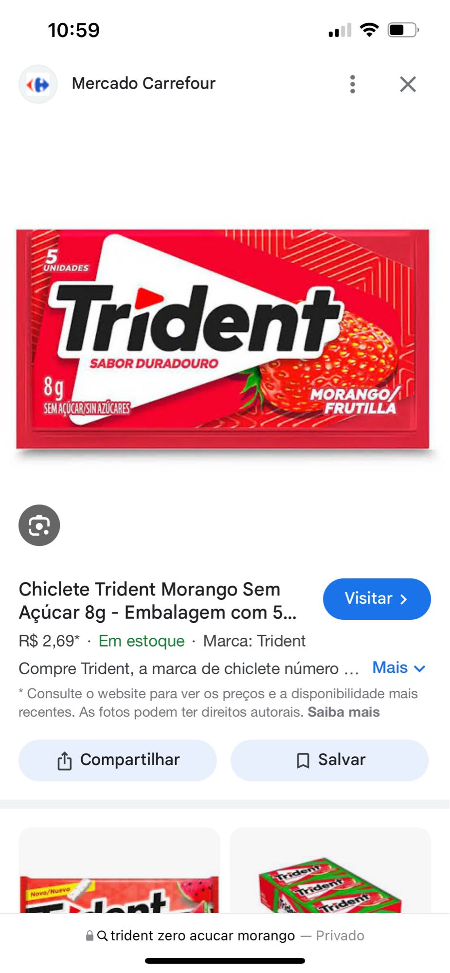 Trident Morango Zero Açúcar