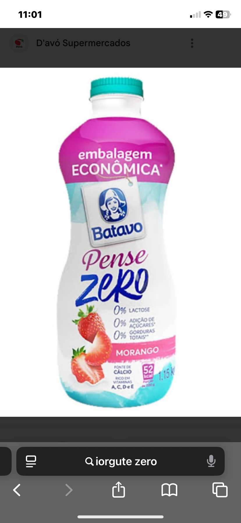 Iogurte Zero Morango