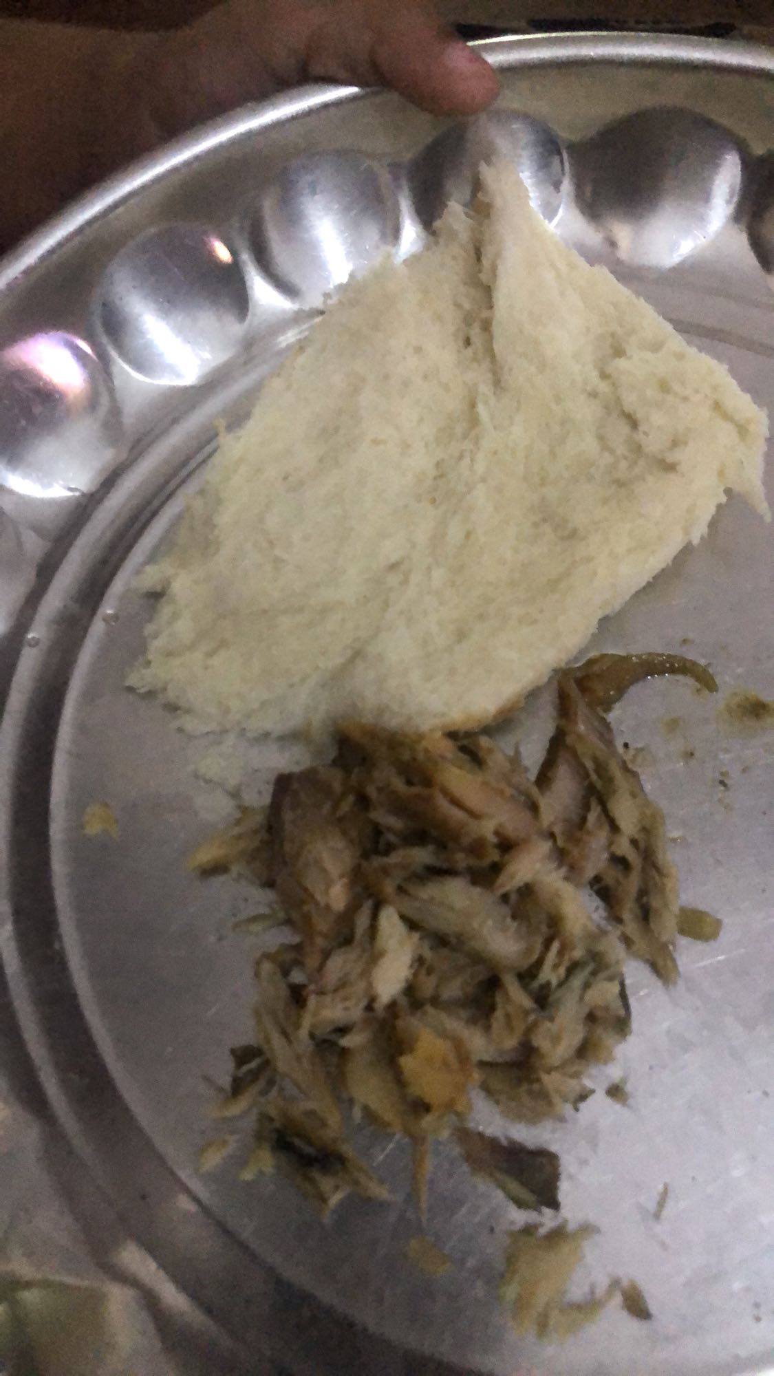 Bread and shredded fish